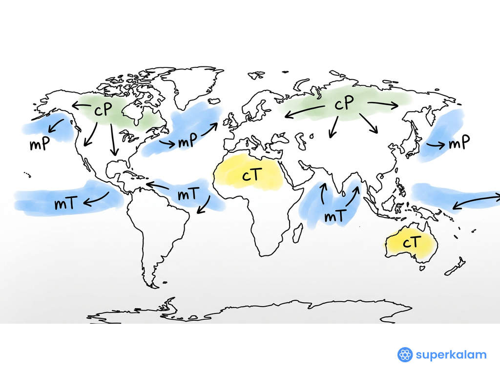 Global Air Mass Source Regions Map
