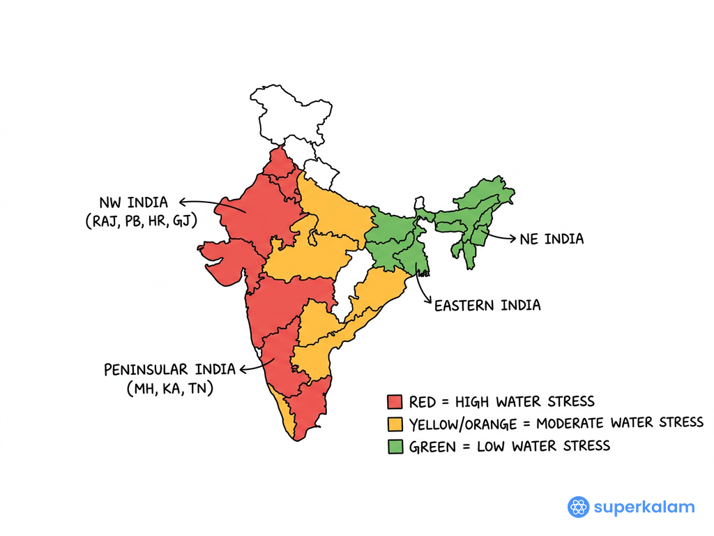 India Water Stress Regional Thematic Map