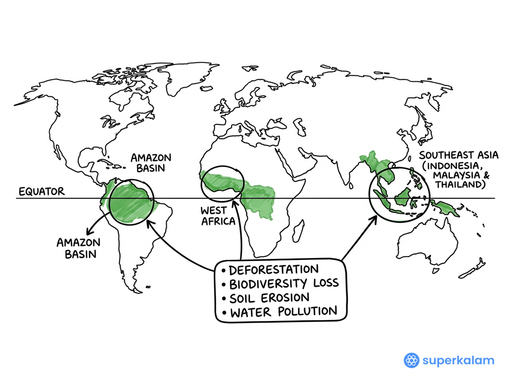 Major Rubber Producing Countries World Map