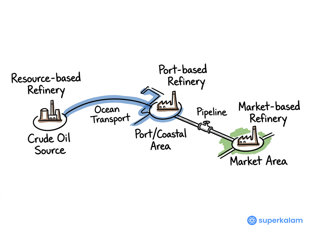 Petroleum Refinery Locations Spatial Model Diagram