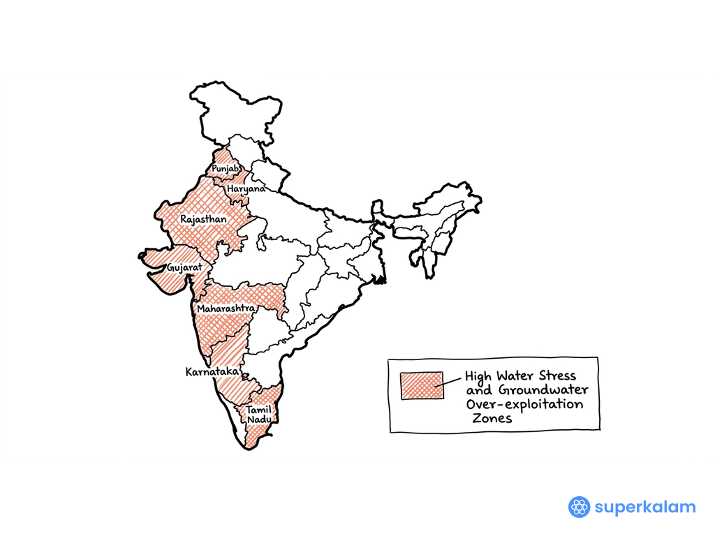 Map of India Showing Western Regions