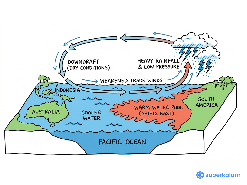 El Nino Pacific Ocean Cross Section Diagram