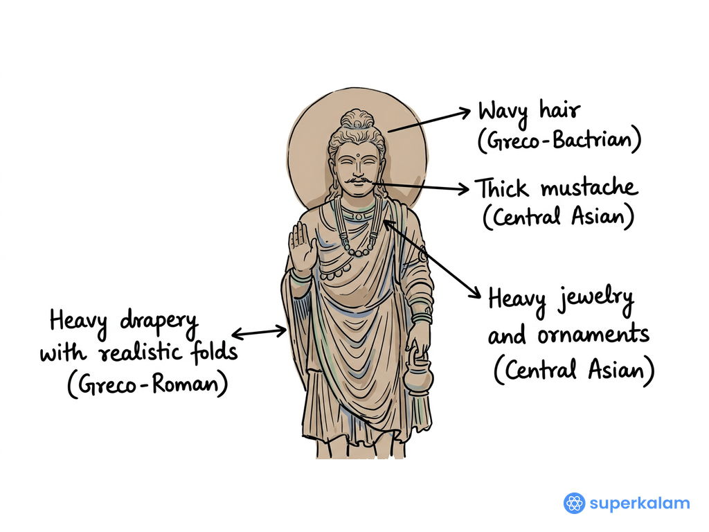 Gandhara Bodhisattva Sculpture Line Drawing