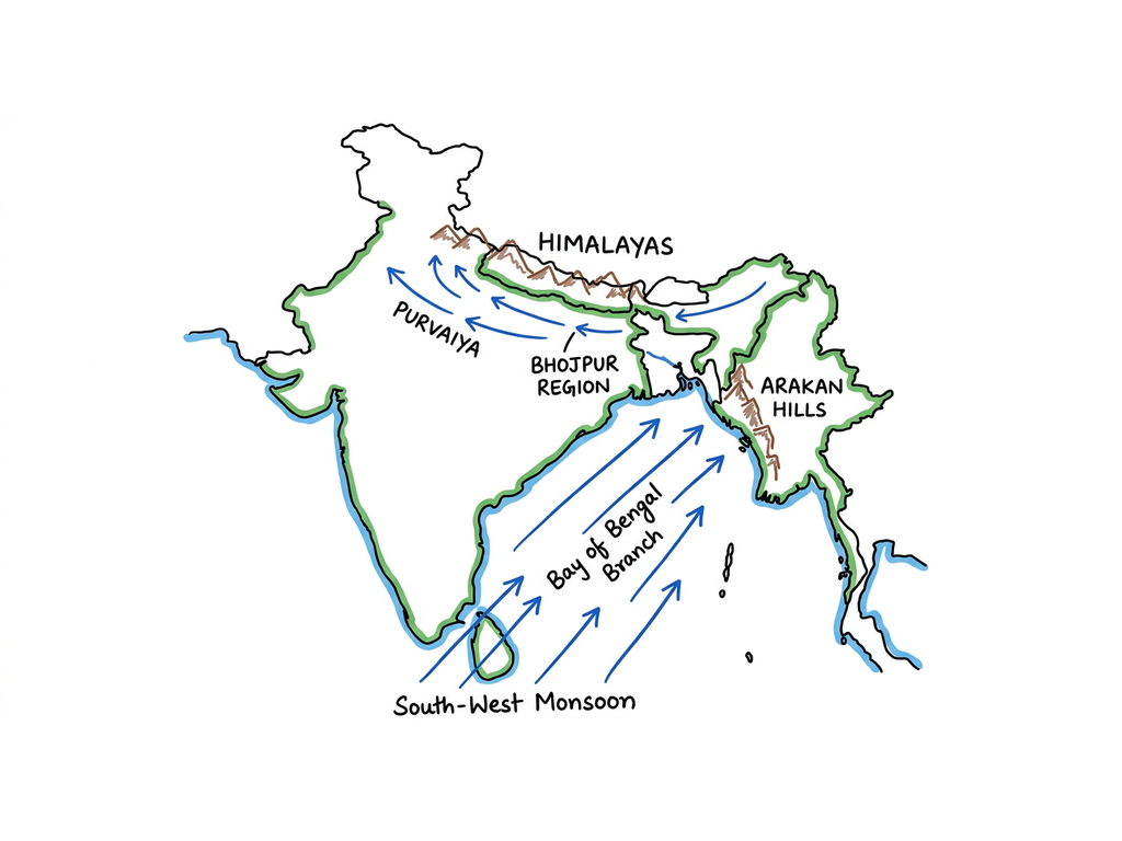 Indian Monsoon and Topography Interaction Diagram