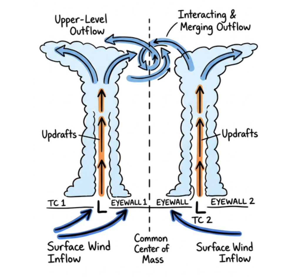 Fujiwhara Effect Between Two Tropical Cyclones