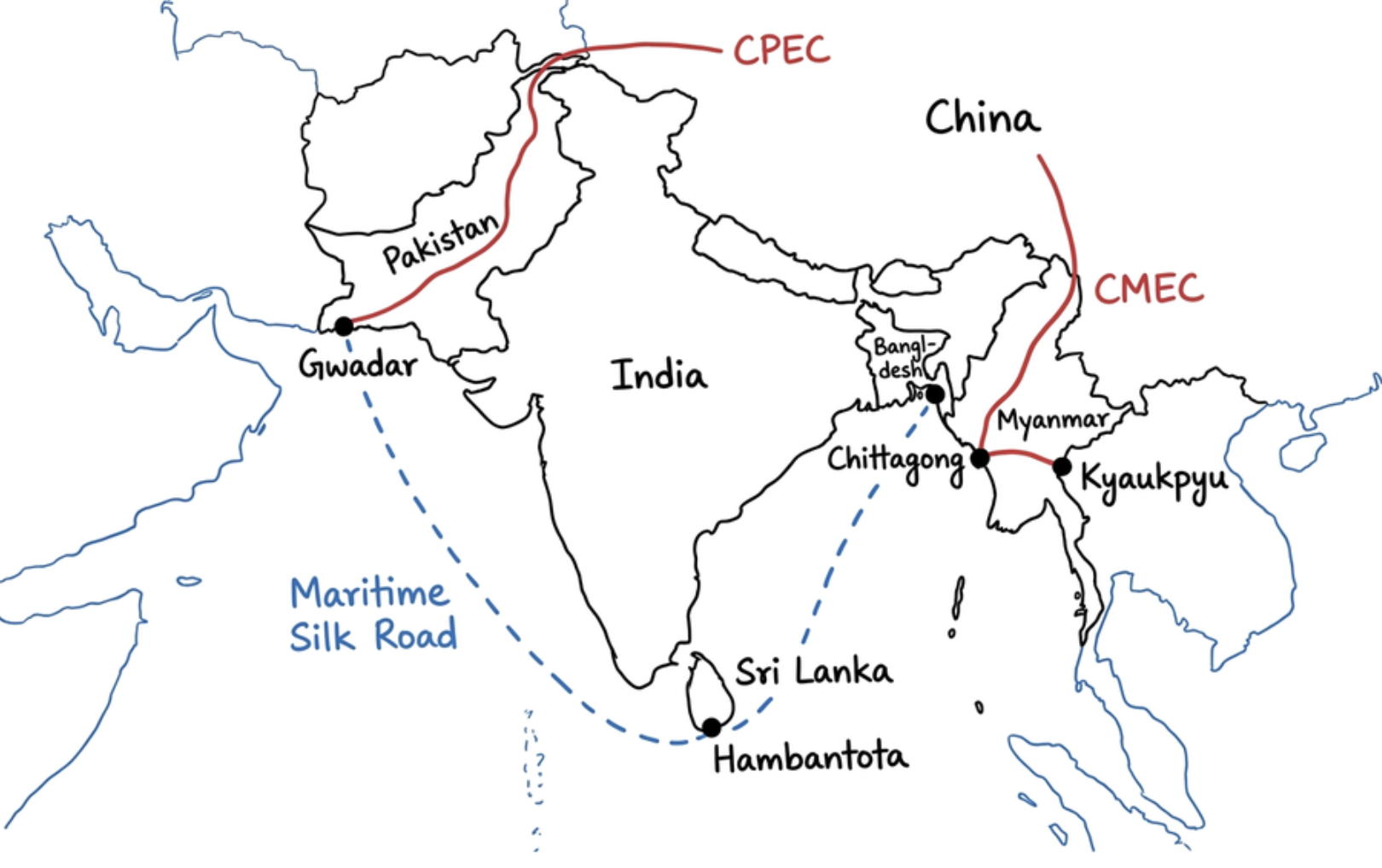 China’s BRI Connectivity Corridors and Maritime Network in South Asia