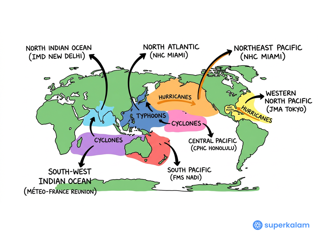 World Map of Tropical Cyclone Basins