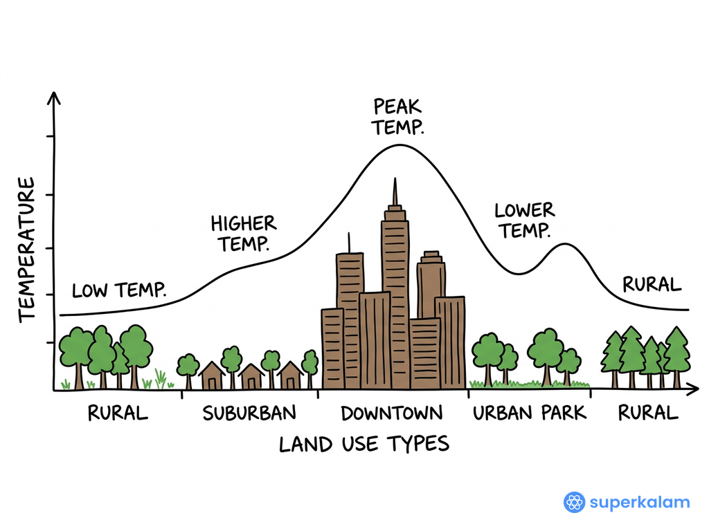Urban Heat Island Cross Section Diagram