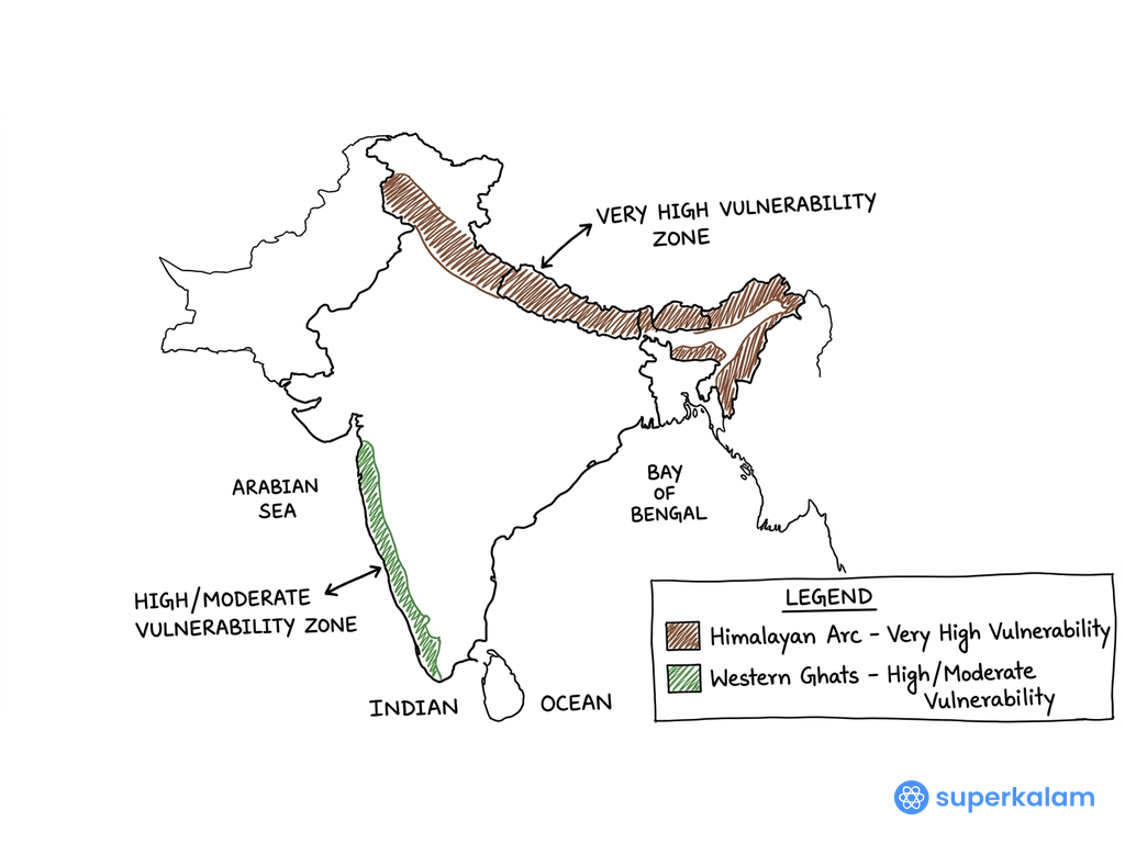 India Landslide Hazard Zones Himalayan Arc