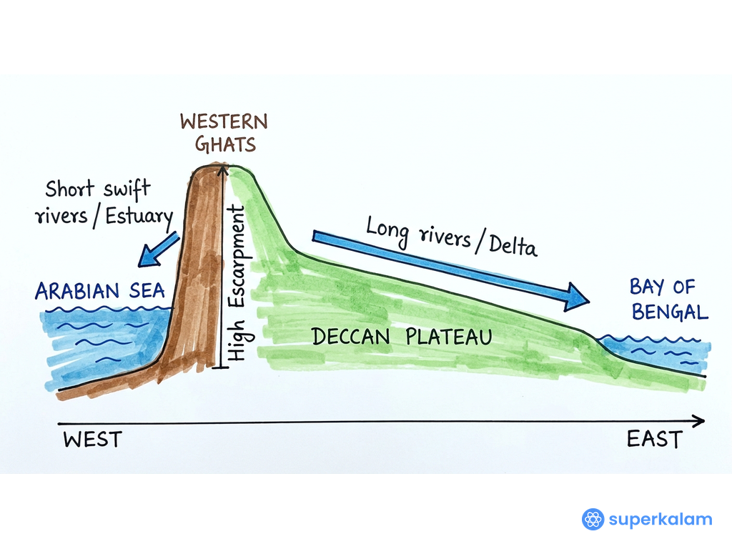 Peninsular India West to East Cross Section