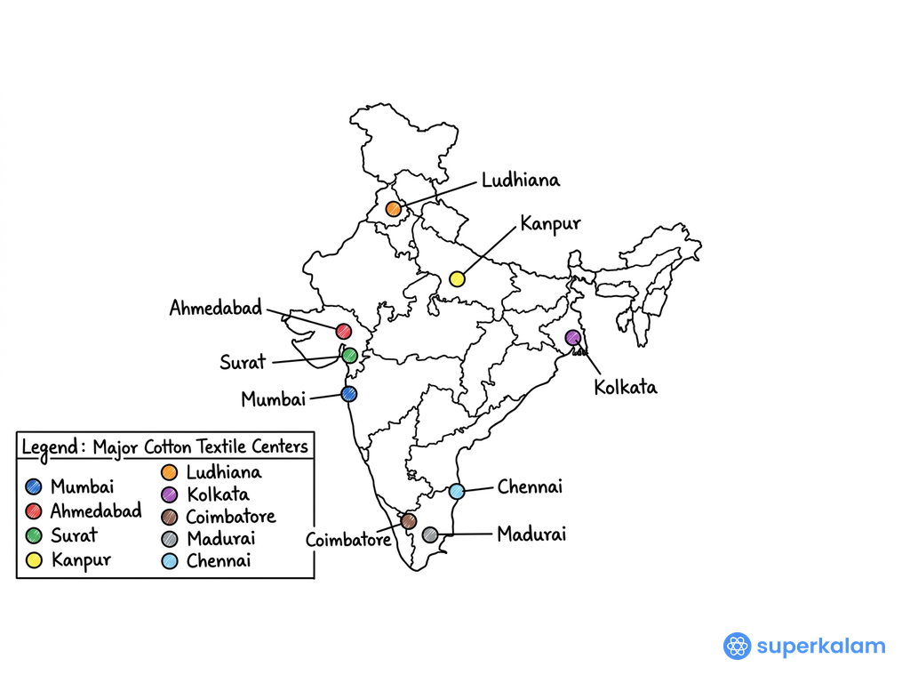 India's Decentralized Cotton Textile Centers Map