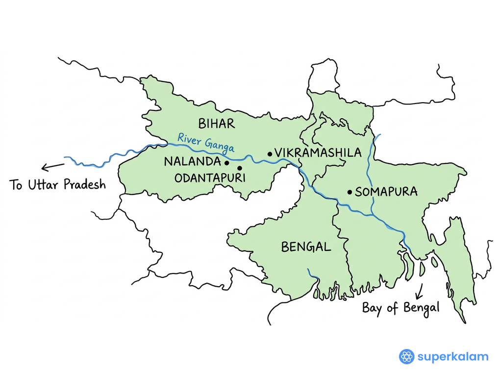 Eastern India Pala Buddhist Mahavihara Map