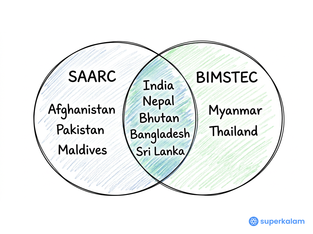SAARC Venn Diagram of Member Overlap