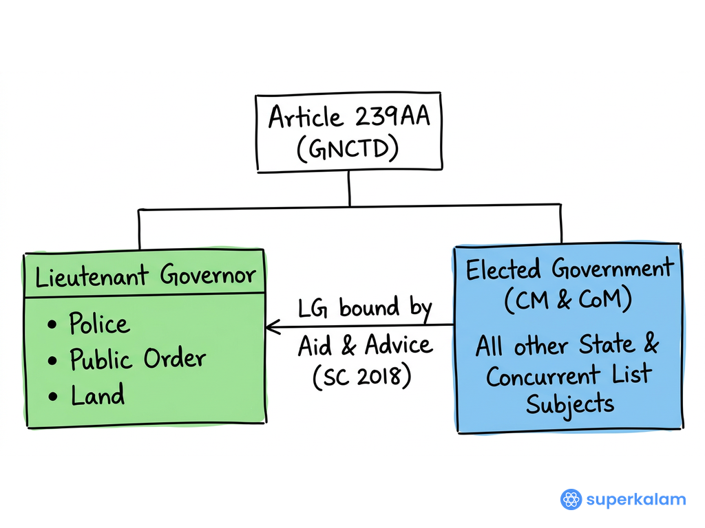 Division of Powers under Article 239AA
