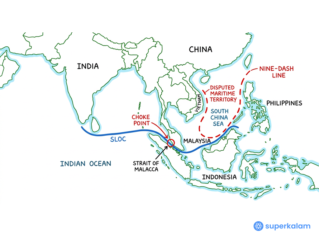 Indo Pacific Region Map and Straits