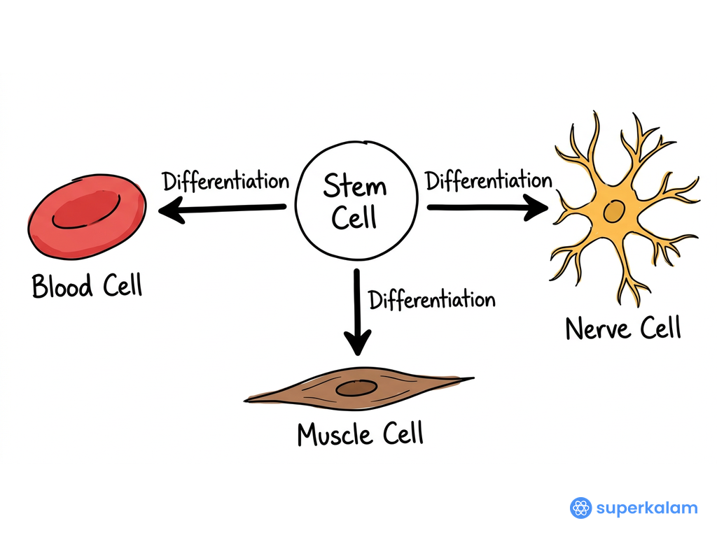 Stem cell differentiation flowchart illustration