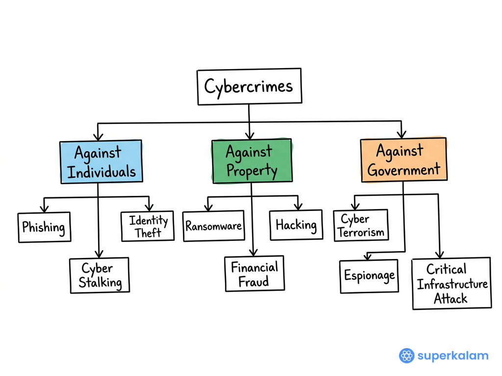 Classification of Cybercrimes hierarchical flowchart