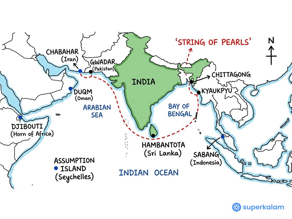China's String of Pearls in Indian Ocean