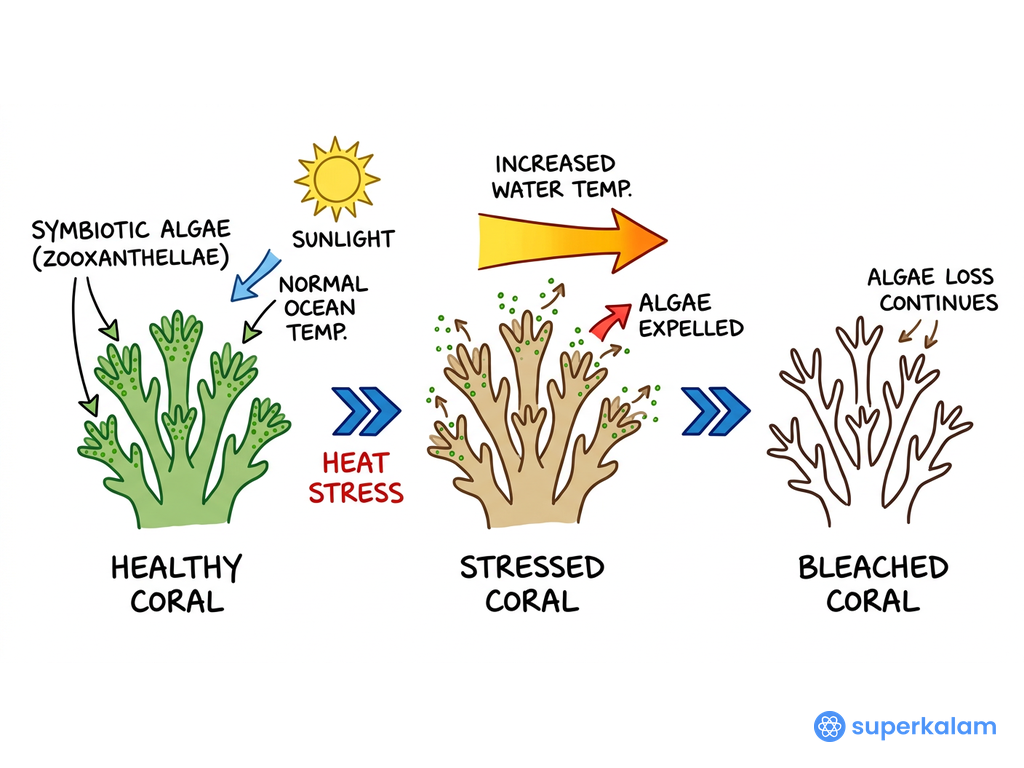 Coral Bleaching Three Stage Process Diagram