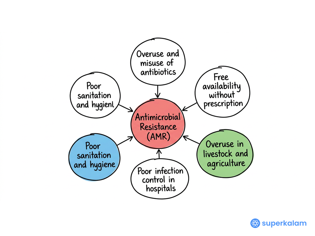 Antimicrobial Resistance AMR Radial Flowchart Diagram