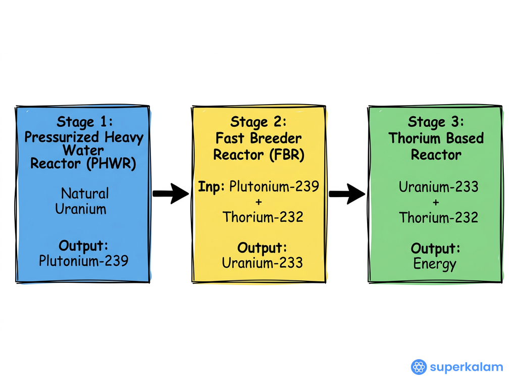 India's Three Stage Nuclear Program Flowchart