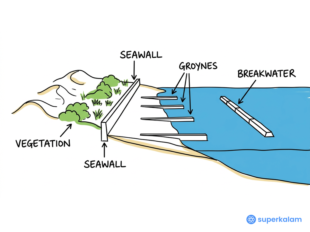 Coastal management techniques cross section diagram