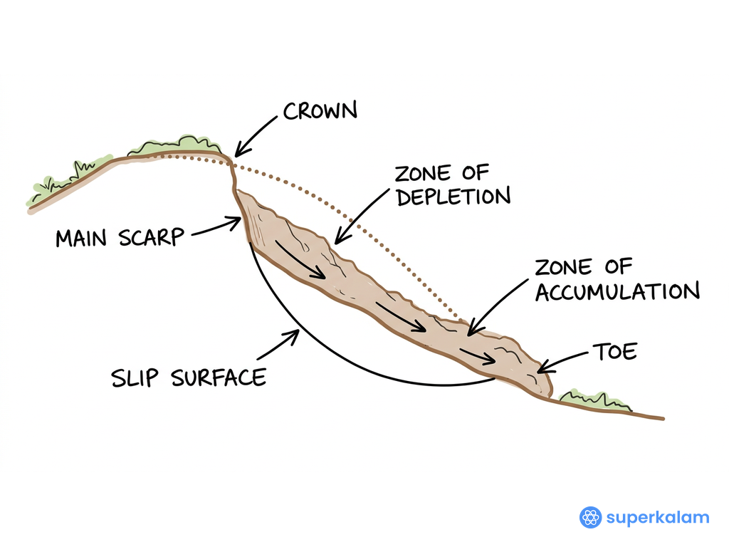 Typical Landslide Cross Section on Hill