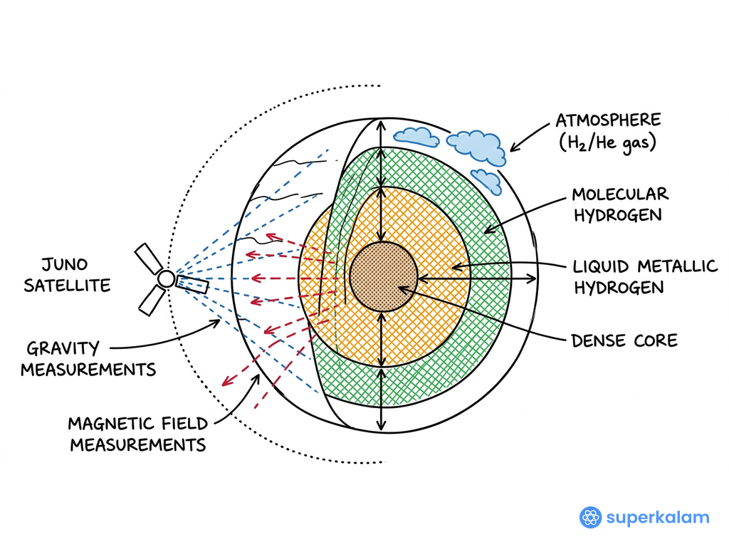 Jupiter's Interior Structure Cross Section Diagram