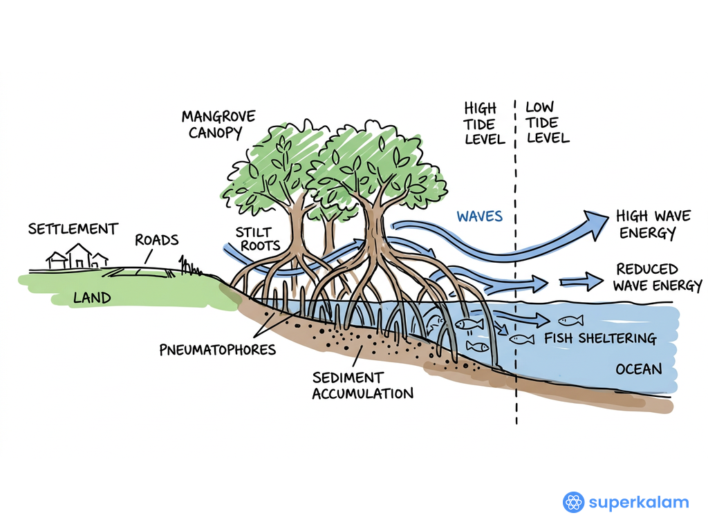 Coastal Mangrove Ecosystem Cross Section Diagram