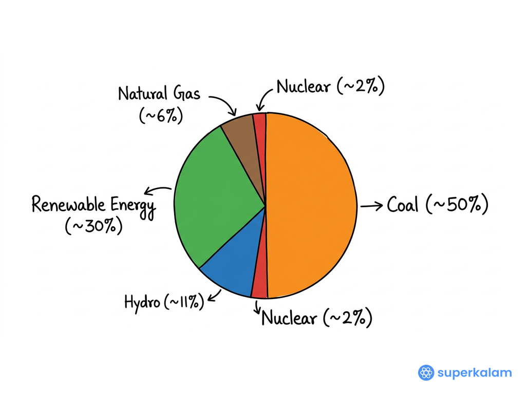 India's Power Capacity Mix Pie Chart