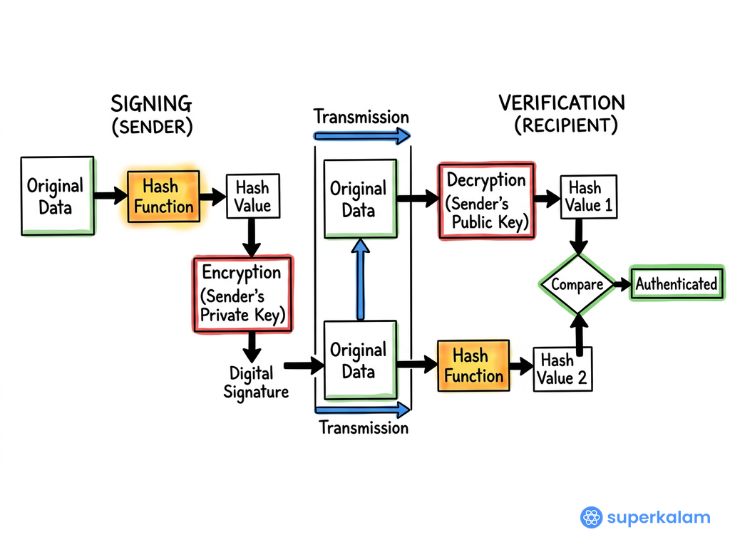 Digital Signature Creation and Verification Flowchart
