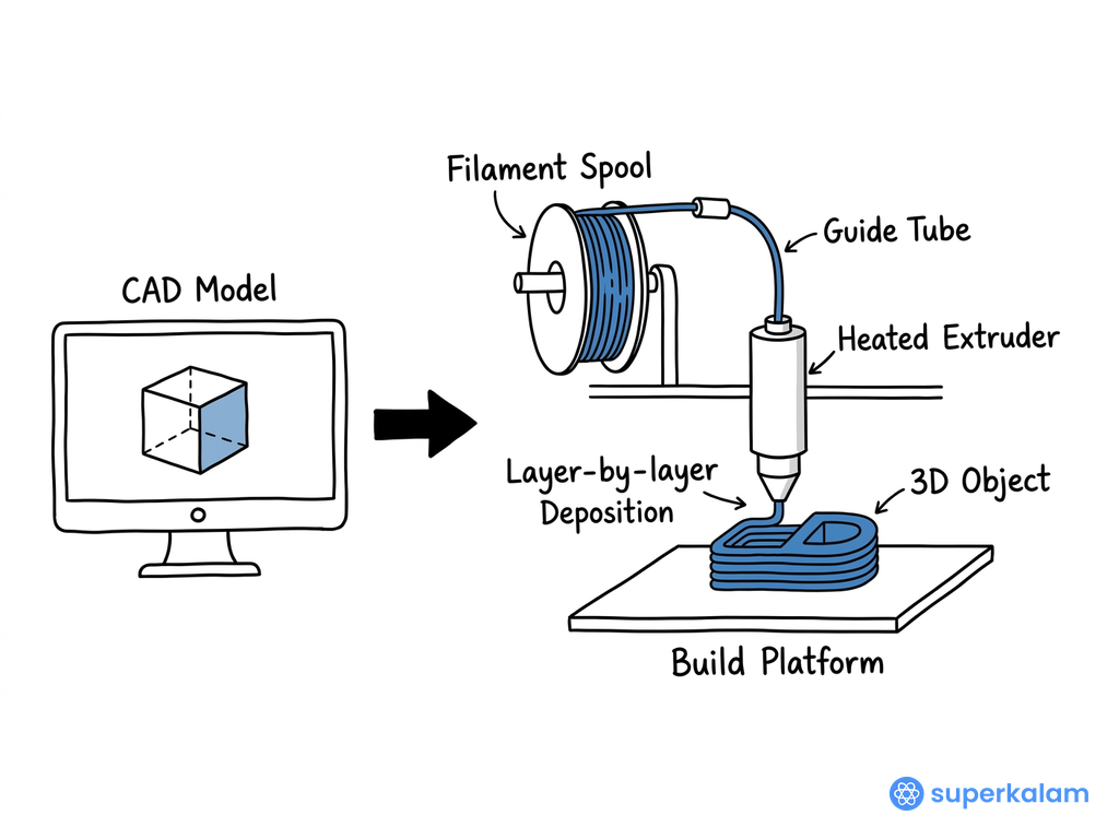 3D Printing Process Schematic Diagram
