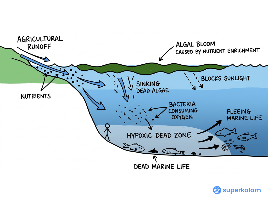 Coastal Dead Zone Formation in Marine Ecosystem