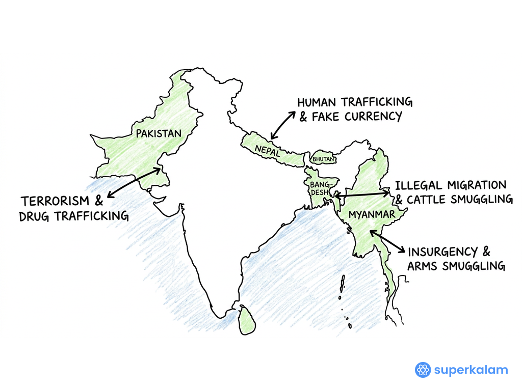 Outline Map of India and Neighbors